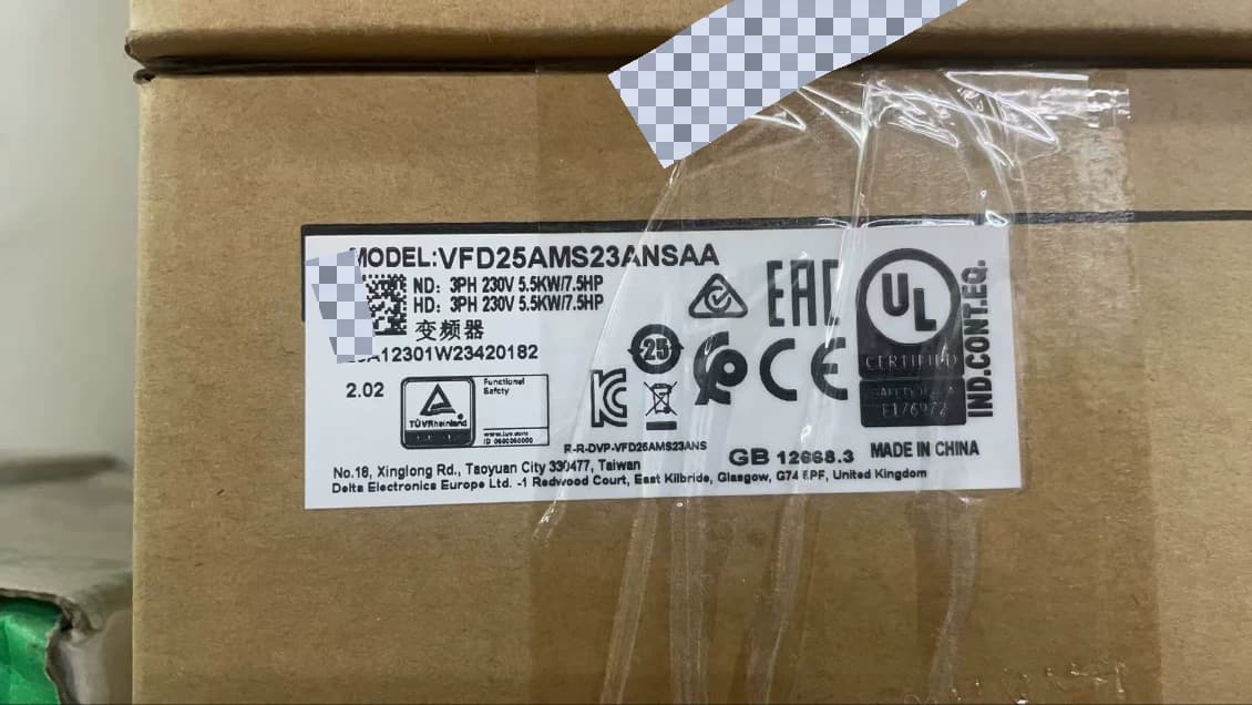 100% bunaidh agus fíor-nua Delta VFD25AMS23ANSAA 5.5KW trí phas 220V tiontairí Minicíocht Drive Servo Motor