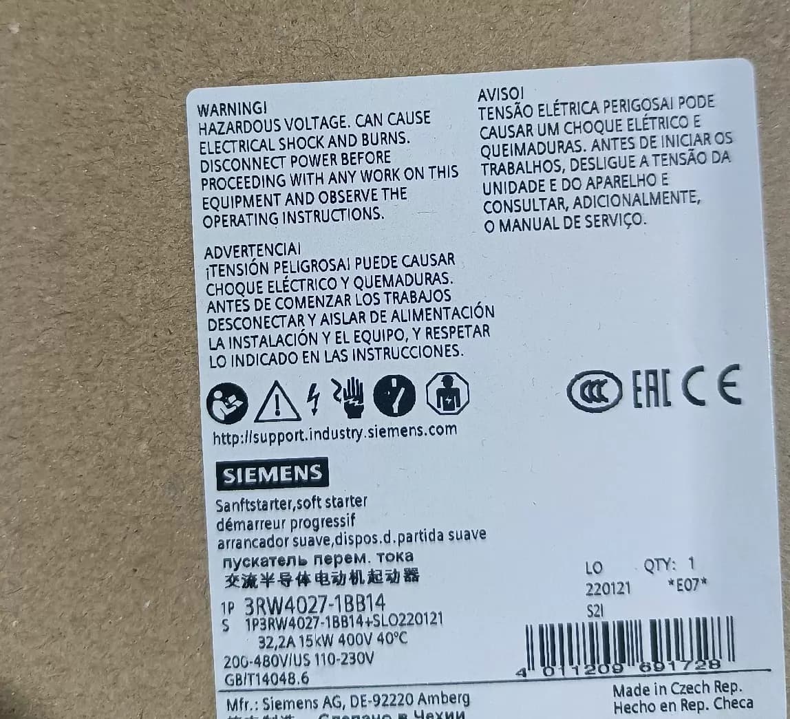 Siemens 3RW4027-1BB14 Tosaitheoir Bog SIRIUS SOFT STARTER