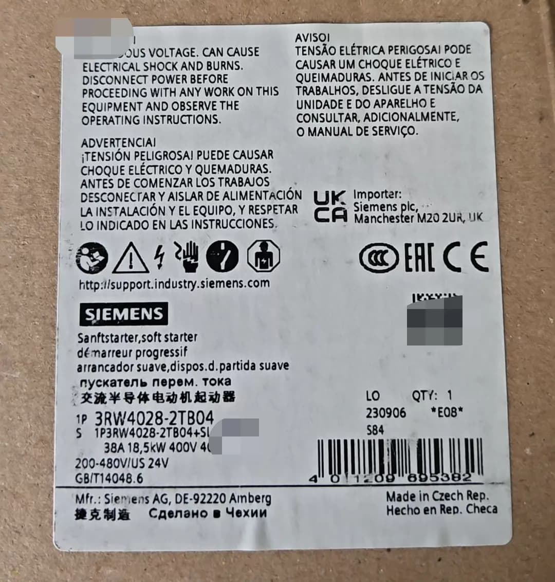Siemens 3RW4028-2TB04 Tosaitheoir Bog SIRIUS SOFT STARTER